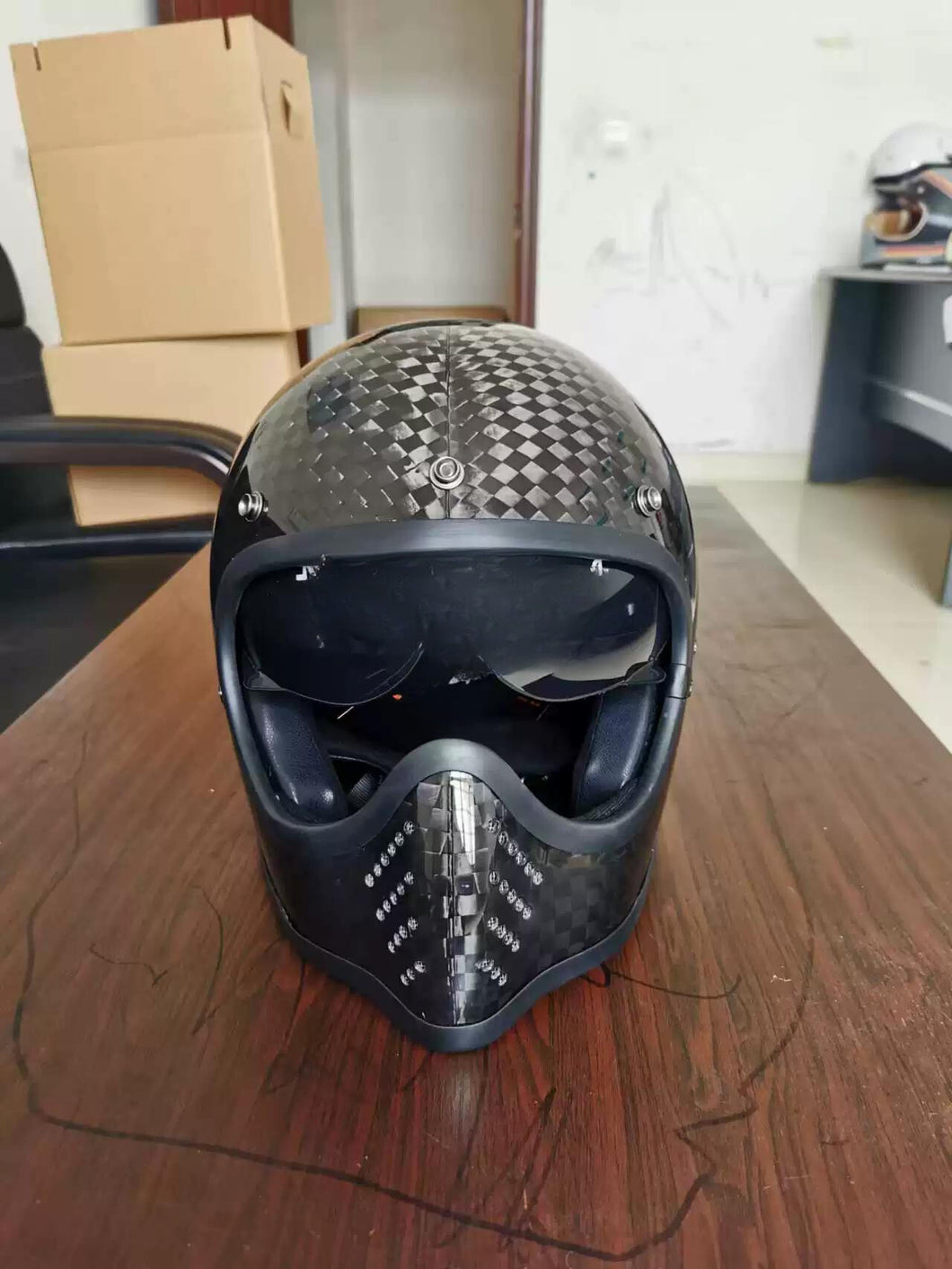 RIDEREADY Real Carbon Fiber Motorcycle Helmet (7675548860577)