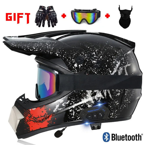 MOTOFLOW Adult Full Head Off-road Motorcycle Helmet With Smart Bluetooth (7672918540449)