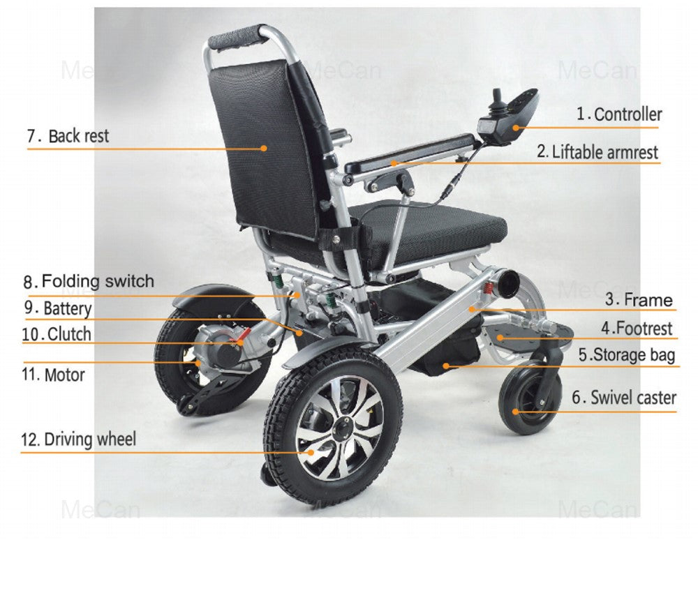 EZYCHAIR Handicapped Folding Motorized Automatic Power Electric Wheelchair Motorized (7676045361313)