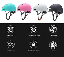 Load image into Gallery viewer, Helmets Women Men Skateboard Sports Safe Helmet Front Rear Light Lamp (7671956930721)
